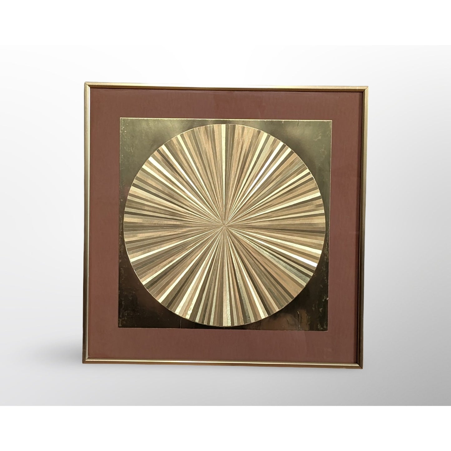 Mid century op art gold foil wall art dimensional optical geometric panel vintage modern decor