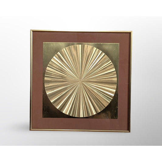 Mid century op art gold foil wall art dimensional optical geometric panel vintage modern decor