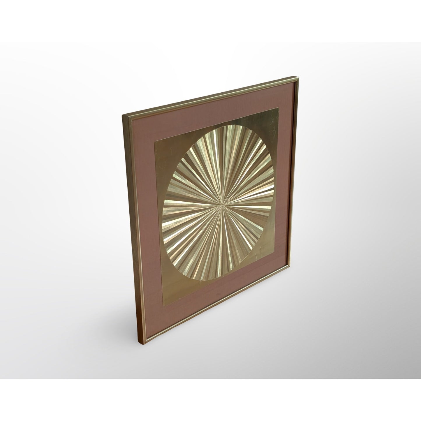 Mid century op art gold foil wall art dimensional optical geometric panel vintage modern decor