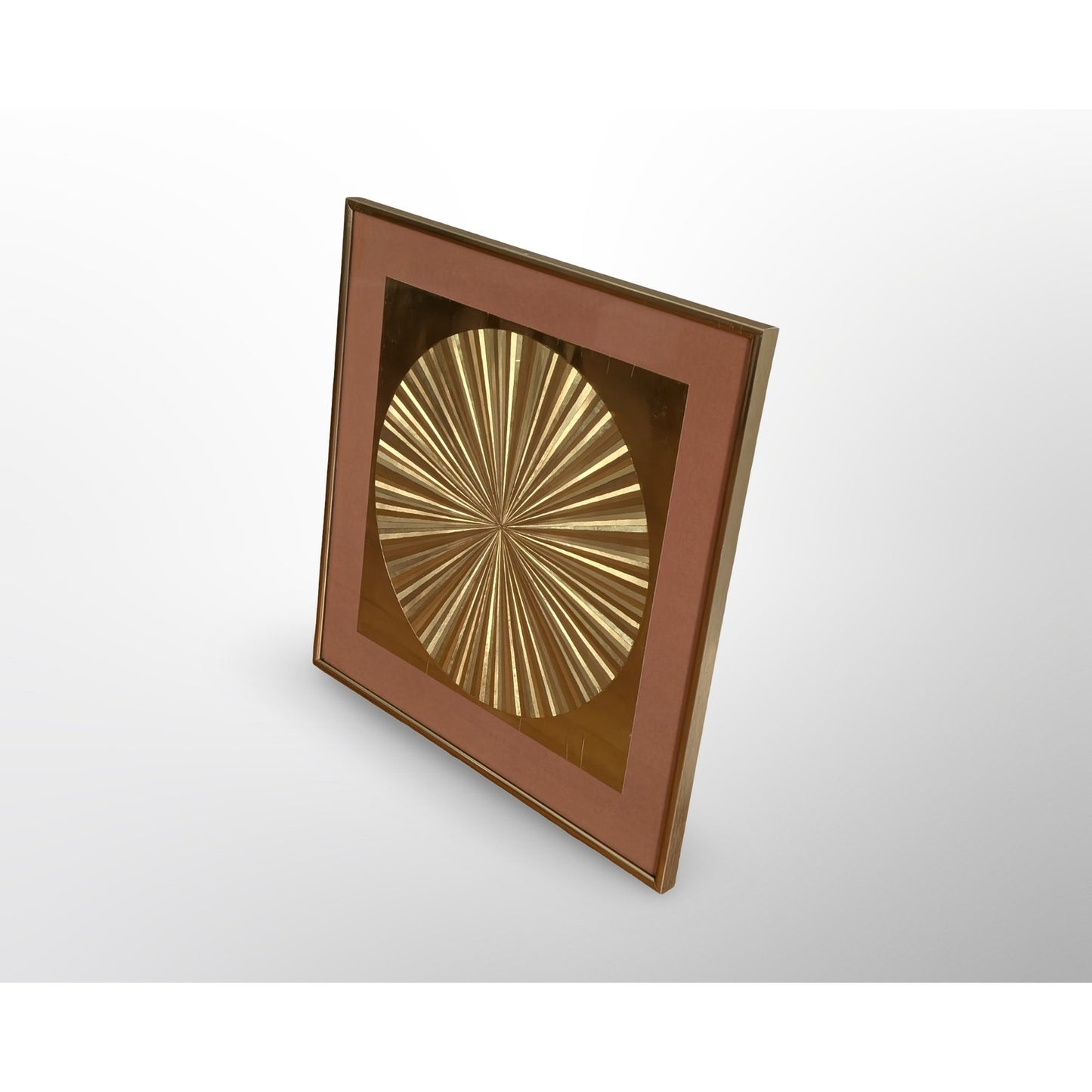 Mid century op art gold foil wall art dimensional optical geometric panel vintage modern decor