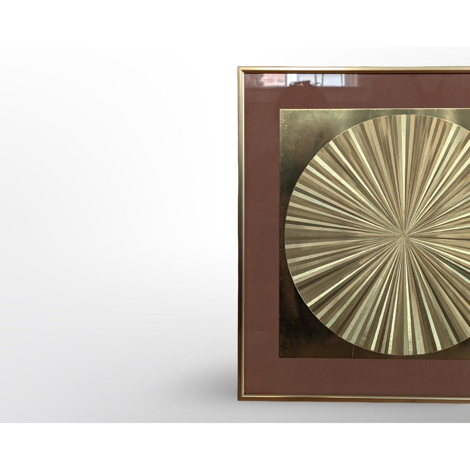 Mid century op art gold foil wall art dimensional optical geometric panel vintage modern decor
