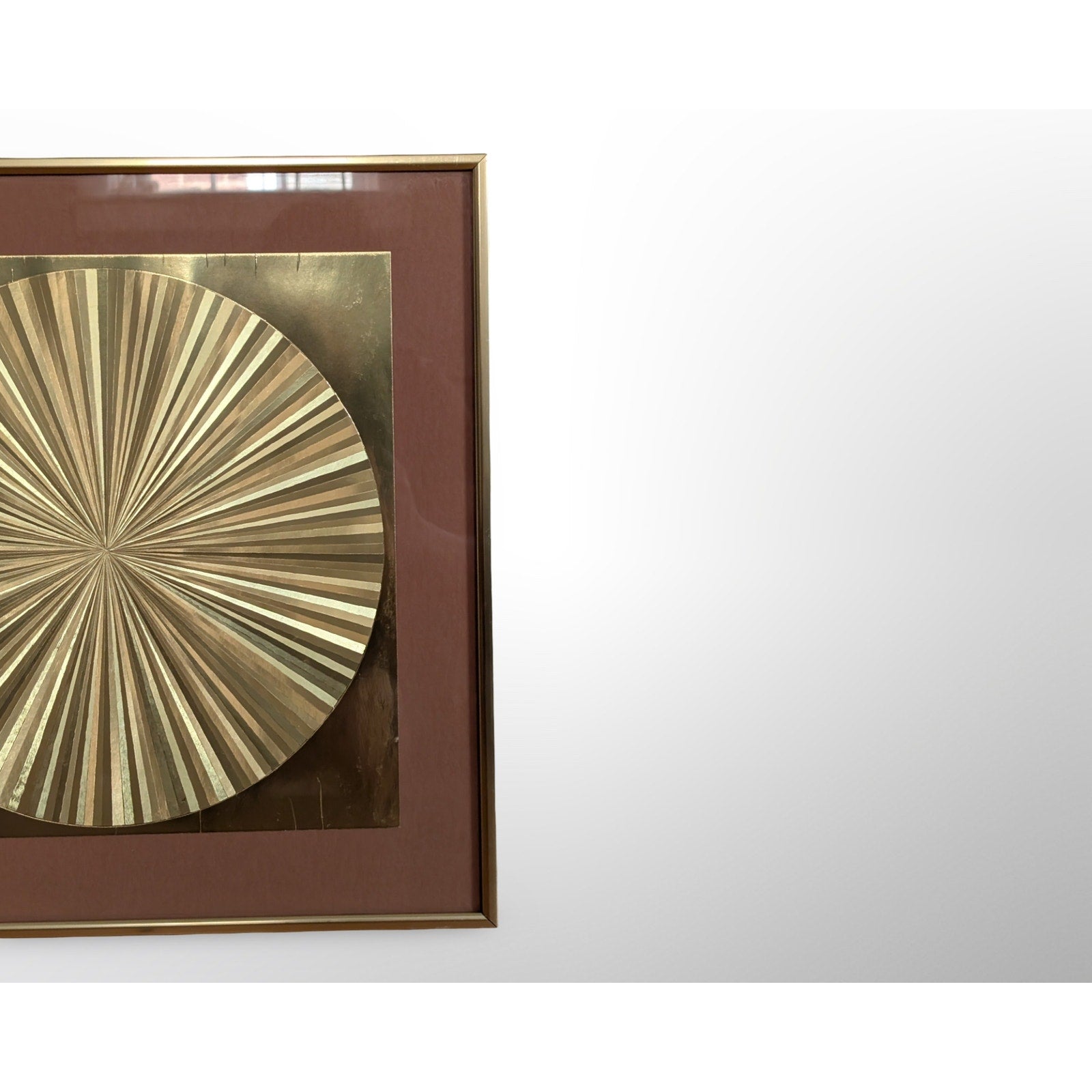 Mid century op art gold foil wall art dimensional optical geometric panel vintage modern decor