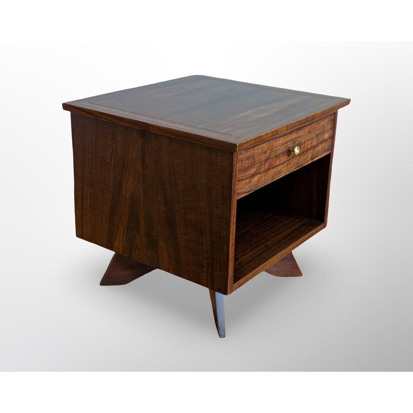 George Nakashima Origins nightstand showing natural wood grain mid century modern design
