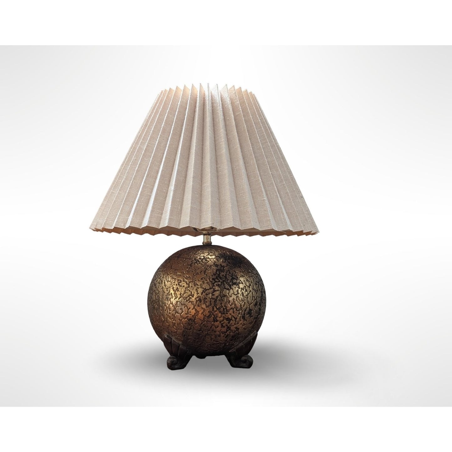 Vintage Olive Kooken brass clad Art Deco table lamp with shade measuring 16.5 inches tall