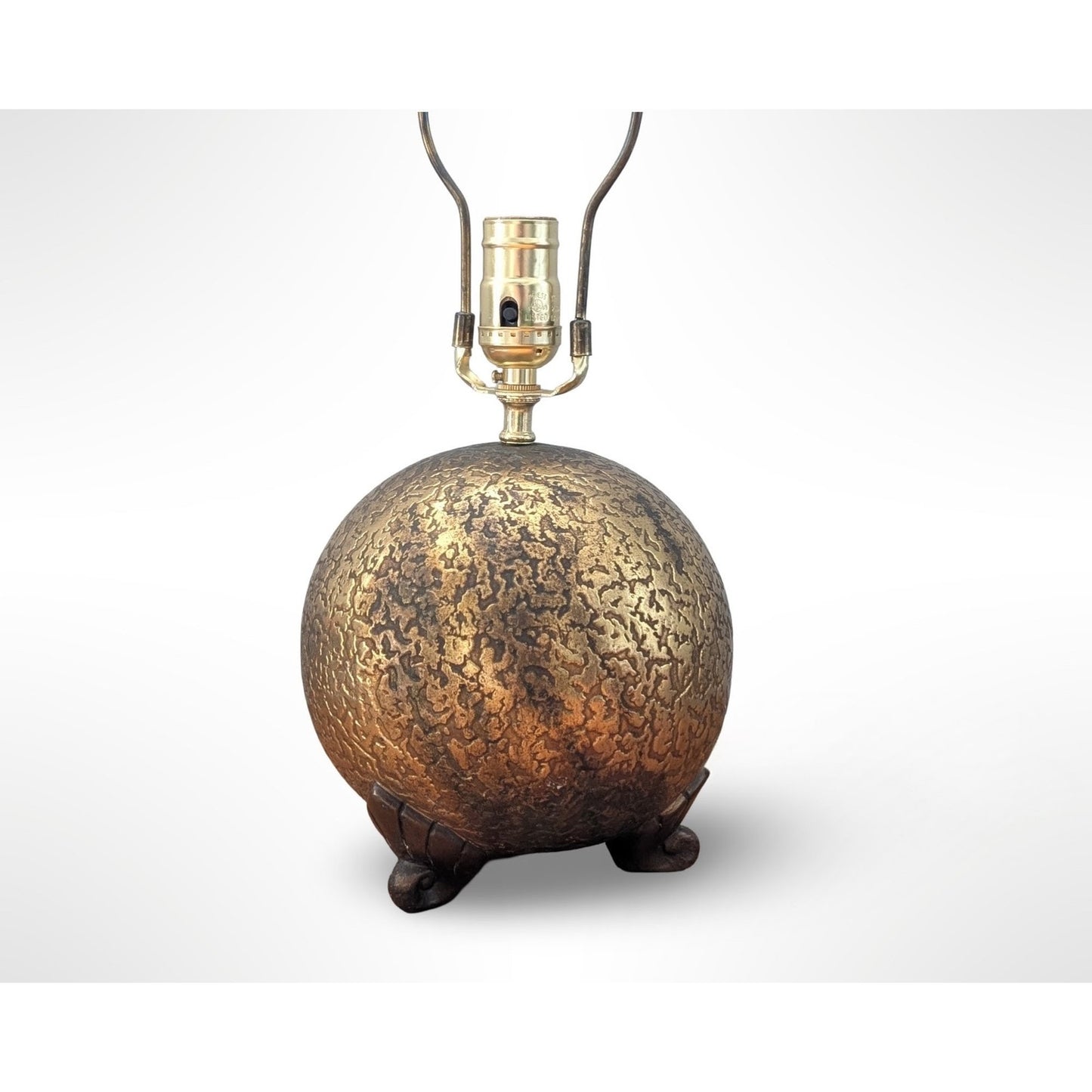 Vintage Olive Kooken brass clad Art Deco table lamp with shade measuring 16.5 inches tall