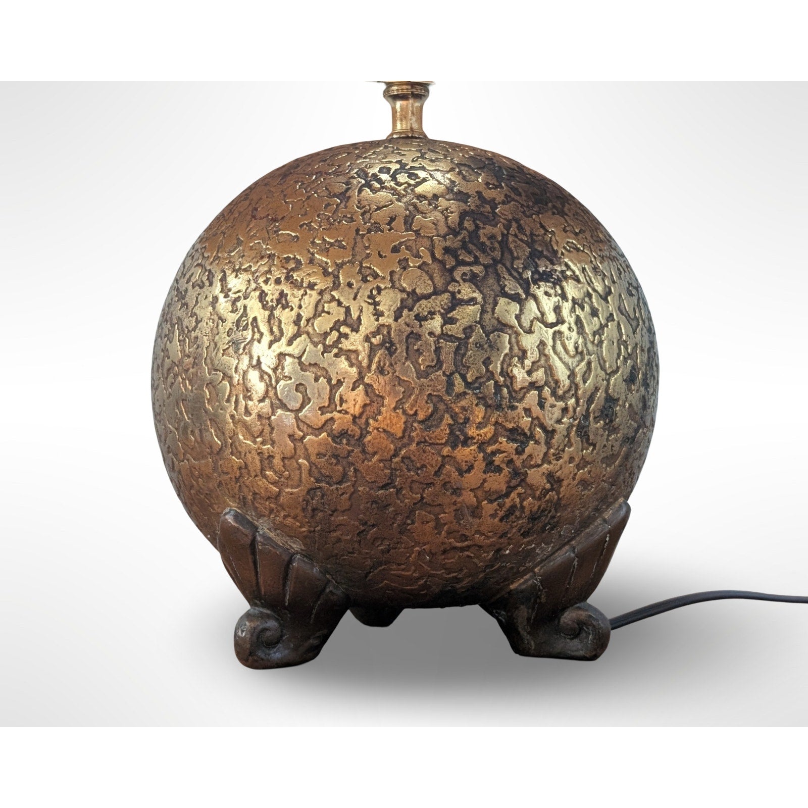 Vintage Olive Kooken brass clad Art Deco table lamp with shade measuring 16.5 inches tall