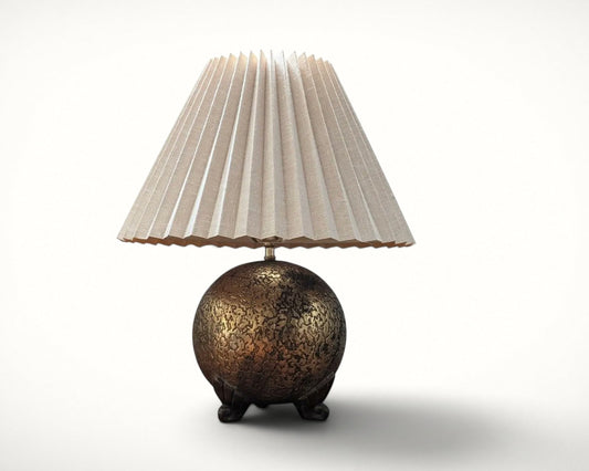 Olive Kooken brass clad Art Deco table lamp with pleated shade