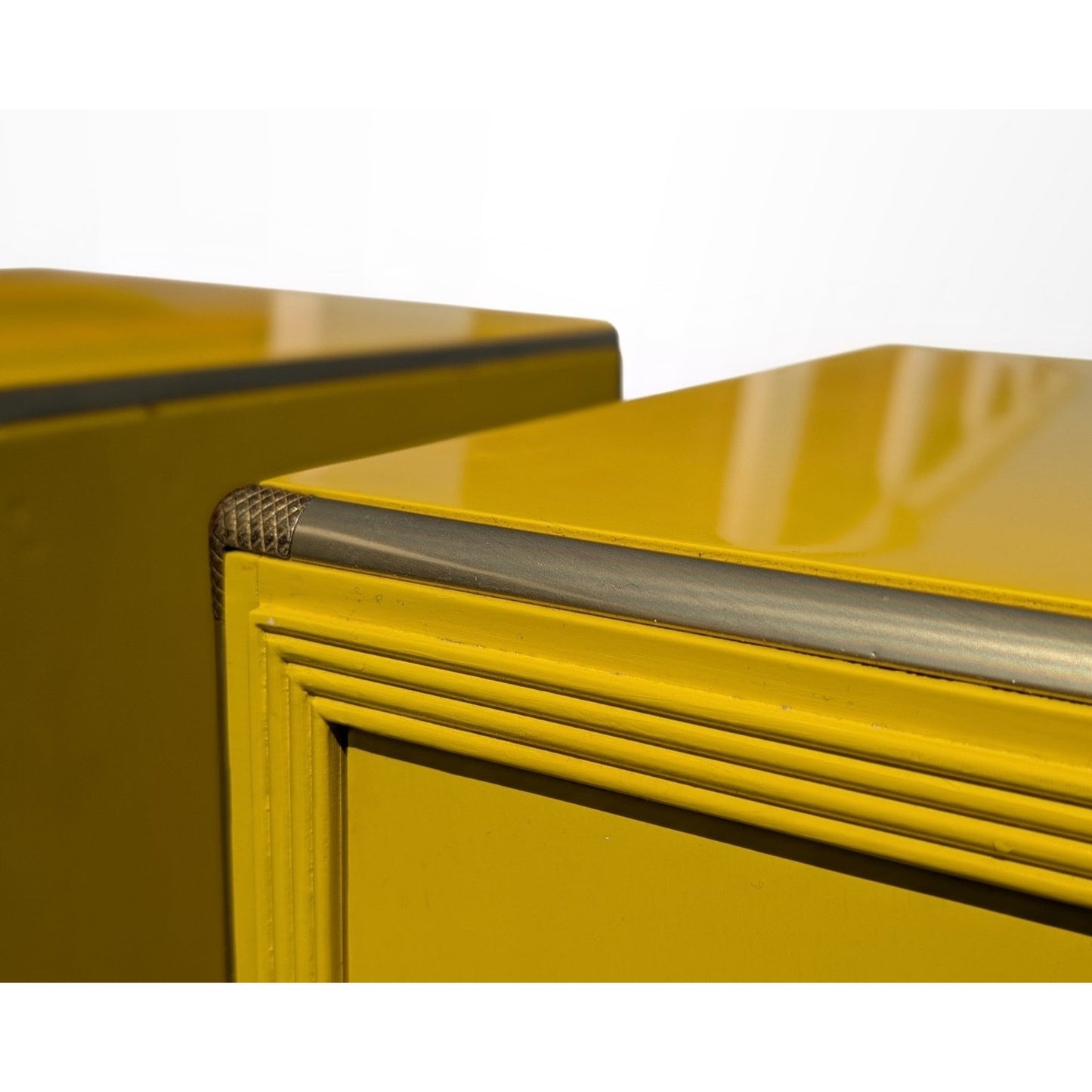 Pair of Baker Far East Collection cabinets showing symmetrical mid century modern design