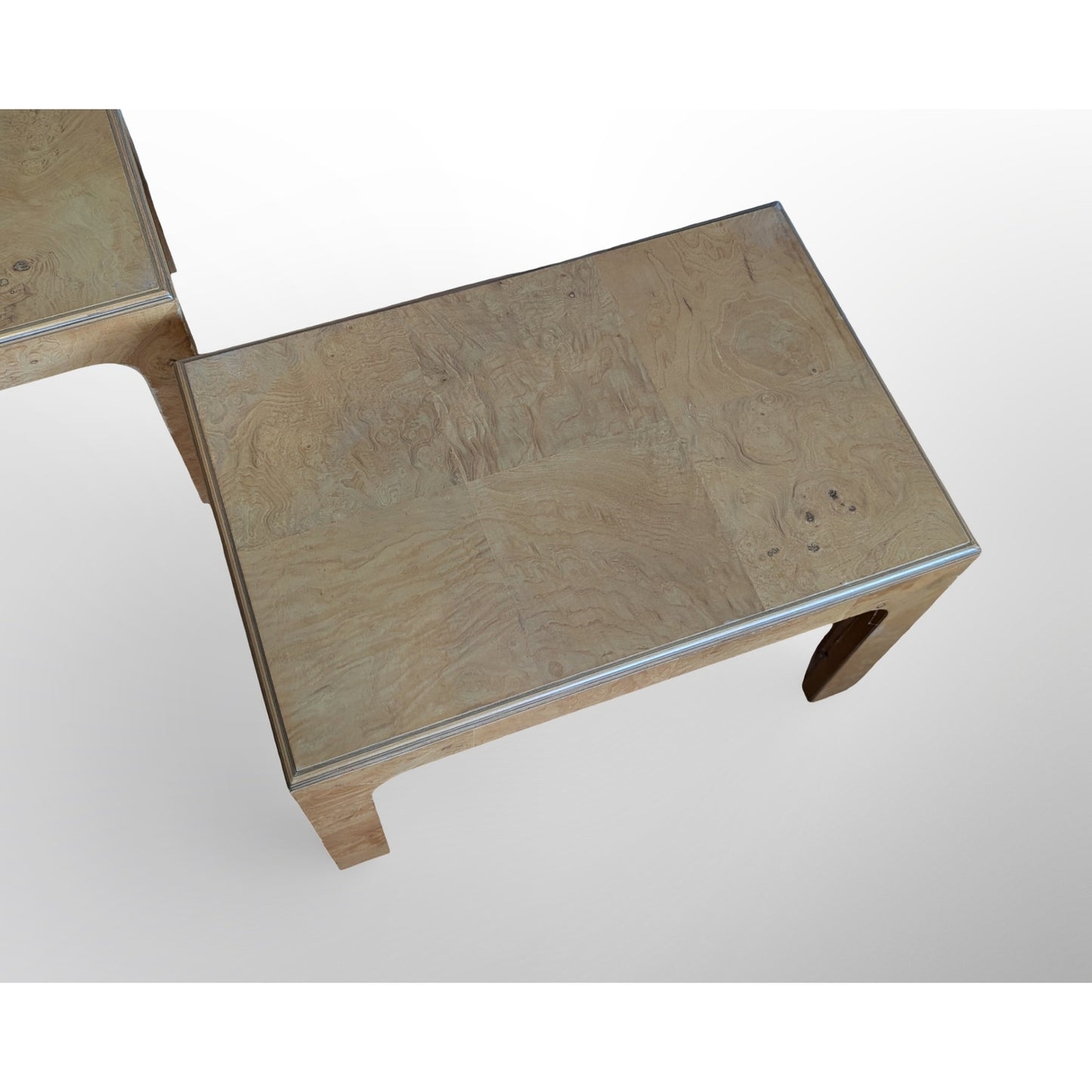 Pair of Henredon Scene II burl side tables mid century modern accent furniture