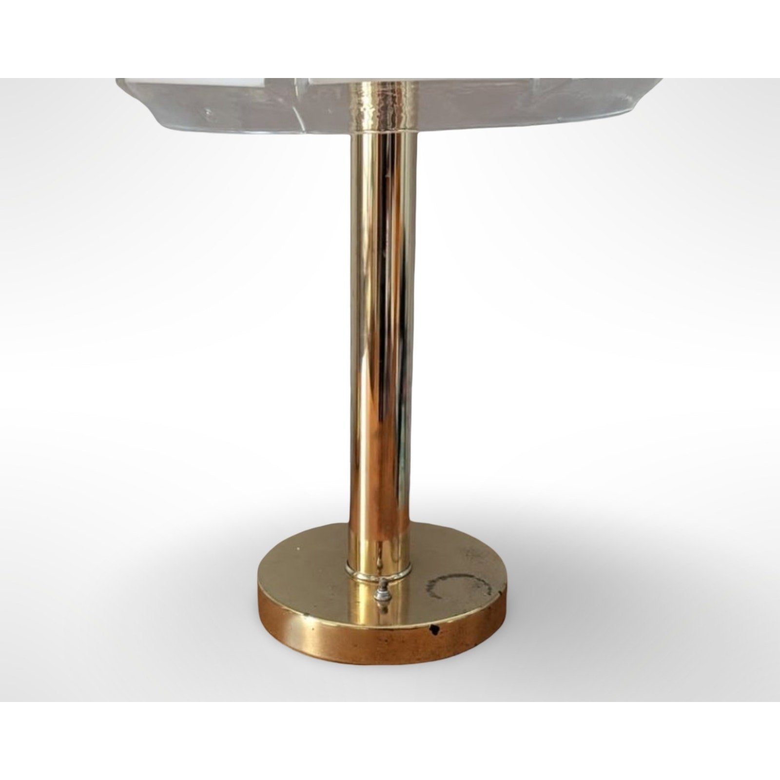 Pair of vintage Clover table lamps with frosted mushroom glass shades in a mid century modern style