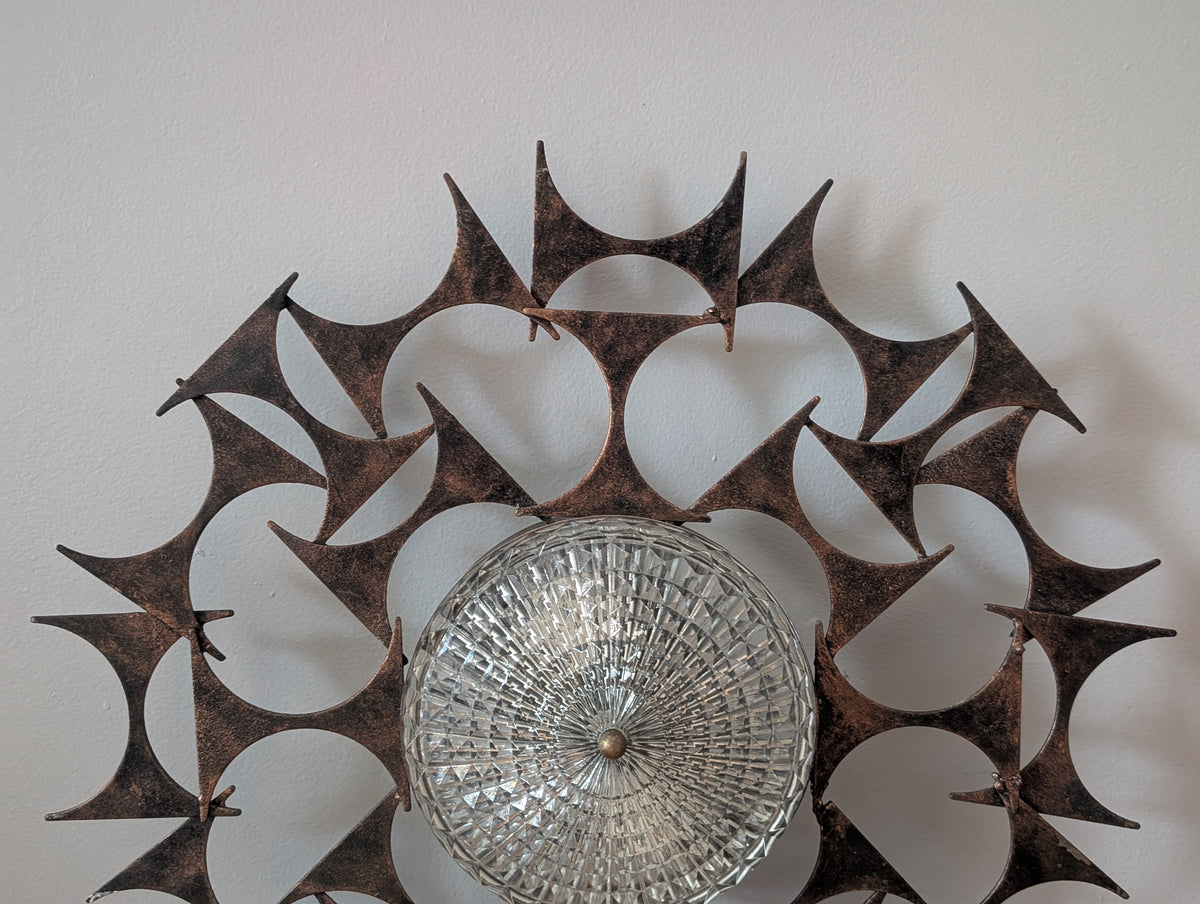 Rare Brutalist Flush Mount Ceiling Light – Mid-Century Modern Statement Piece — additional view 2