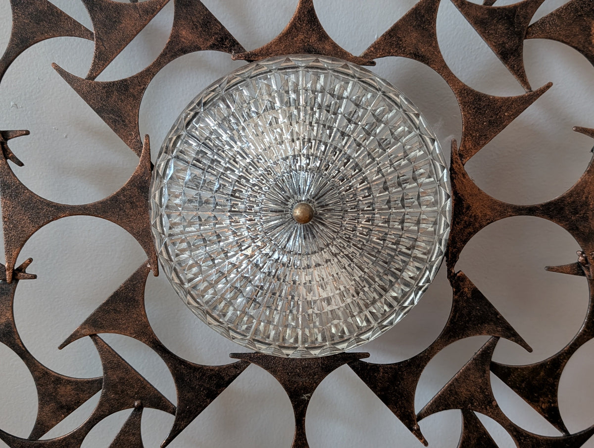 Rare Brutalist Flush Mount Ceiling Light – Mid-Century Modern Statement Piece — additional view 4