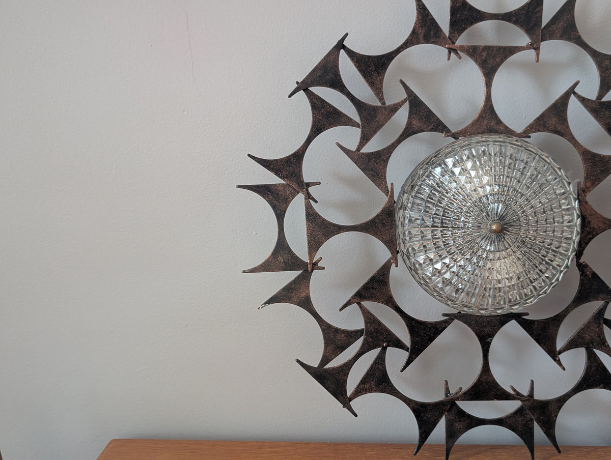 Rare Brutalist Flush Mount Ceiling Light – Mid-Century Modern Statement Piece — additional view 5