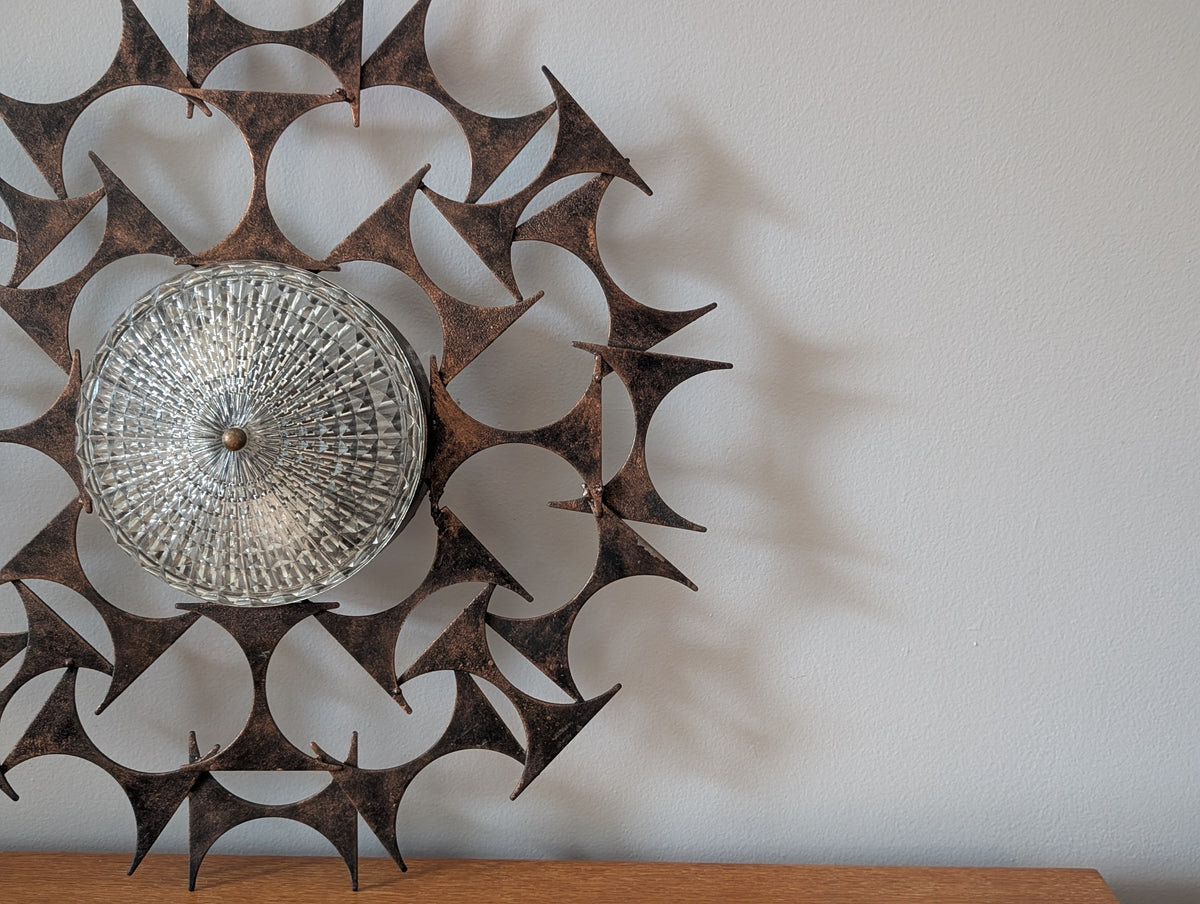 Rare Brutalist Flush Mount Ceiling Light – Mid-Century Modern Statement Piece — additional view 6
