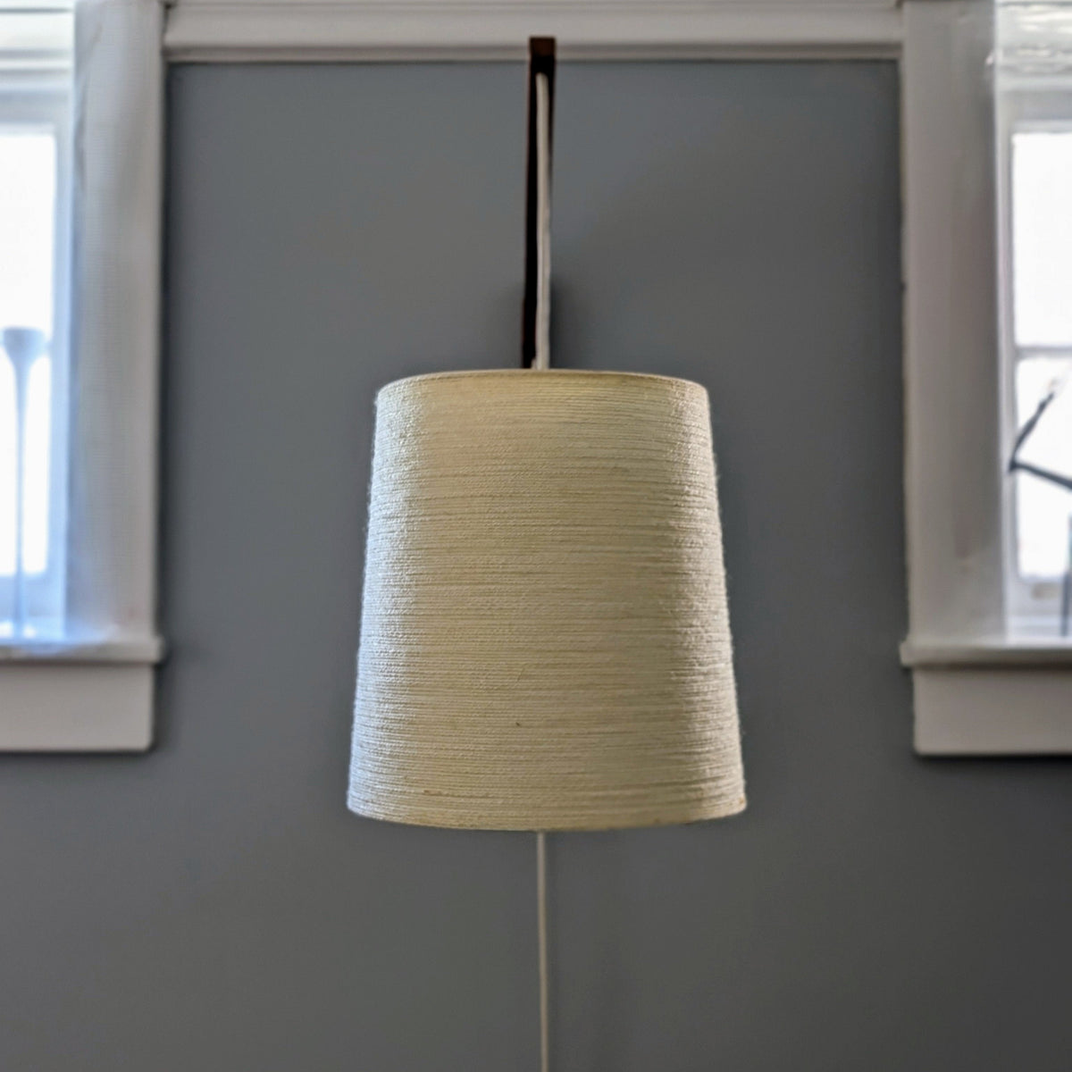 Rare Lotte & Gunnar Bostlund Wall Mount Pendant Lamp with Teak Wood Swiveling Arm — additional view 2
