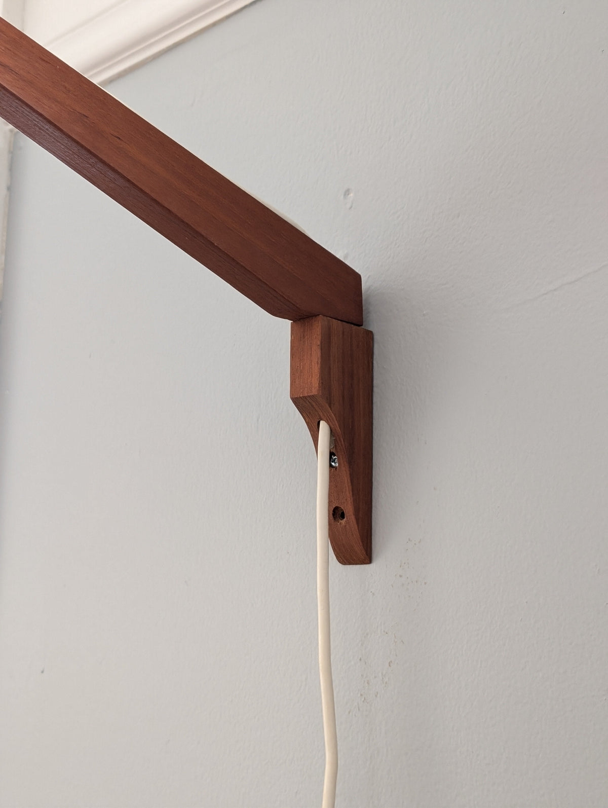 Rare Lotte & Gunnar Bostlund Wall Mount Pendant Lamp with Teak Wood Swiveling Arm — additional view 5