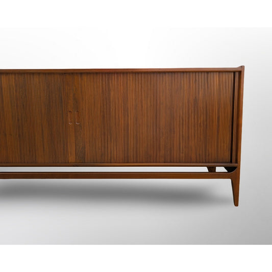 Richard Thompson for Glenn of California walnut tambour credenza mid century modern sliding door cabinet