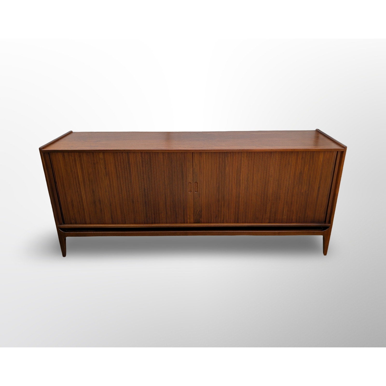 Richard Thompson for Glenn of California walnut tambour credenza mid century modern sliding door cabinet