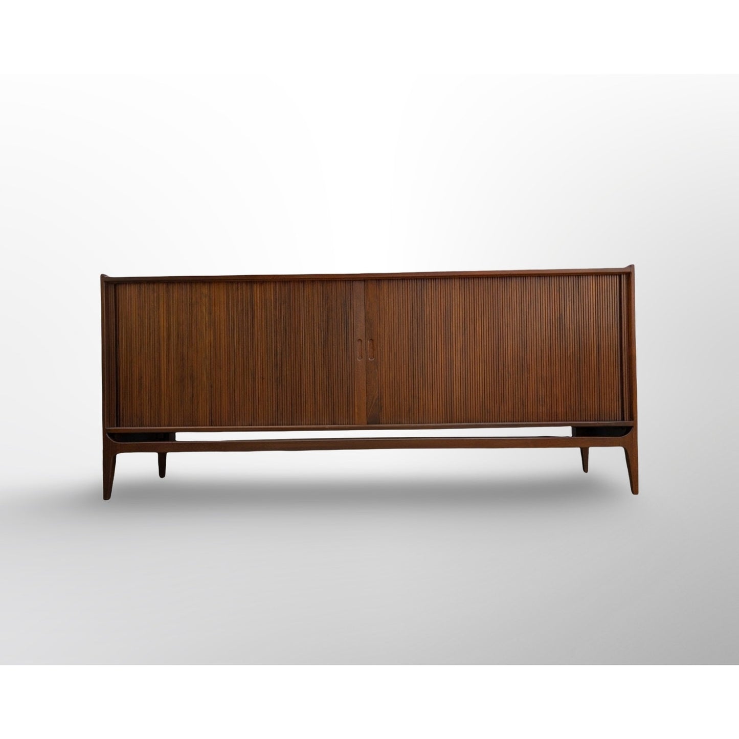 Richard Thompson for Glenn of California walnut tambour credenza mid century modern sliding door cabinet