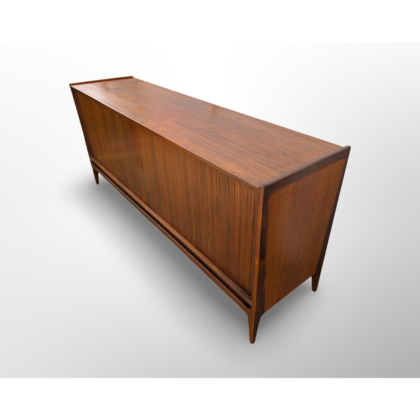 Richard Thompson for Glenn of California walnut tambour credenza mid century modern sliding door cabinet