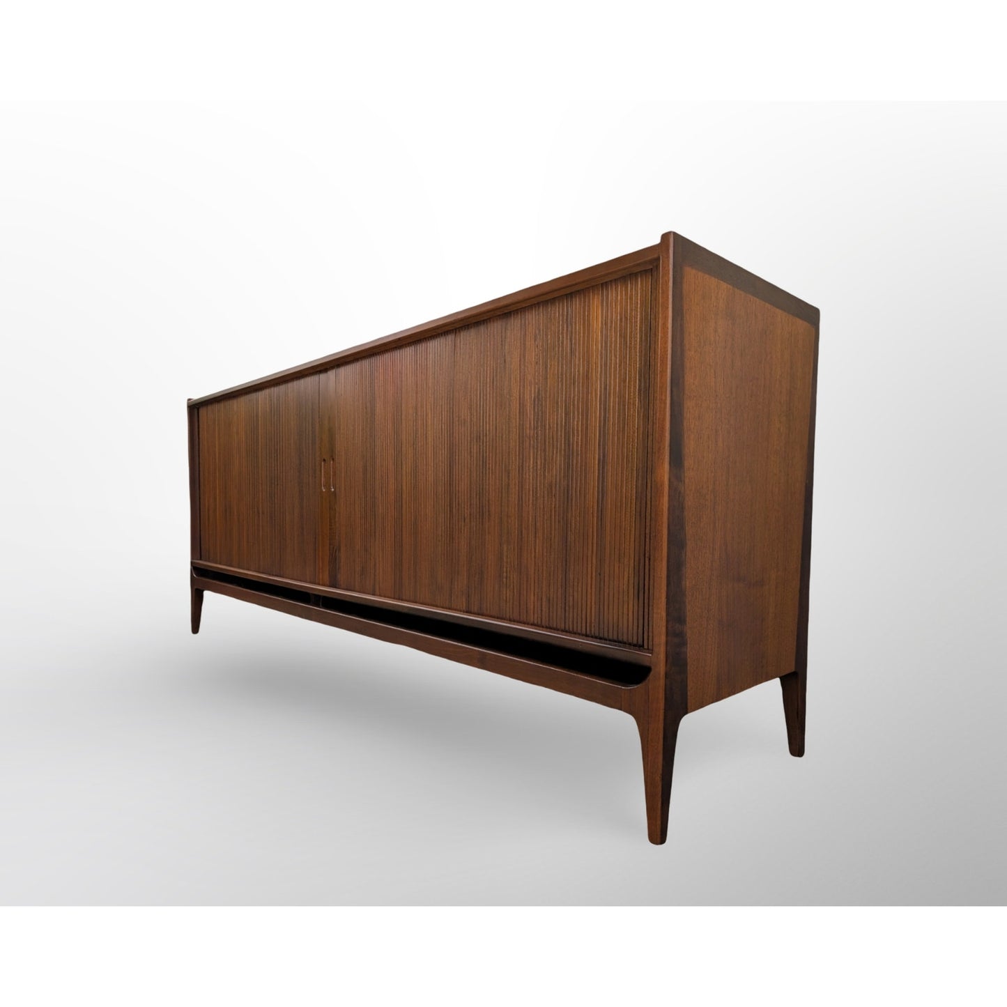 Richard Thompson for Glenn of California walnut tambour credenza mid century modern sliding door cabinet