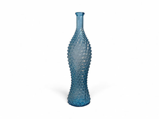 Vintage Mid Century Modern Empoli Rossini Blue Diamond Point Genie Bottle, 1960s - Image 1