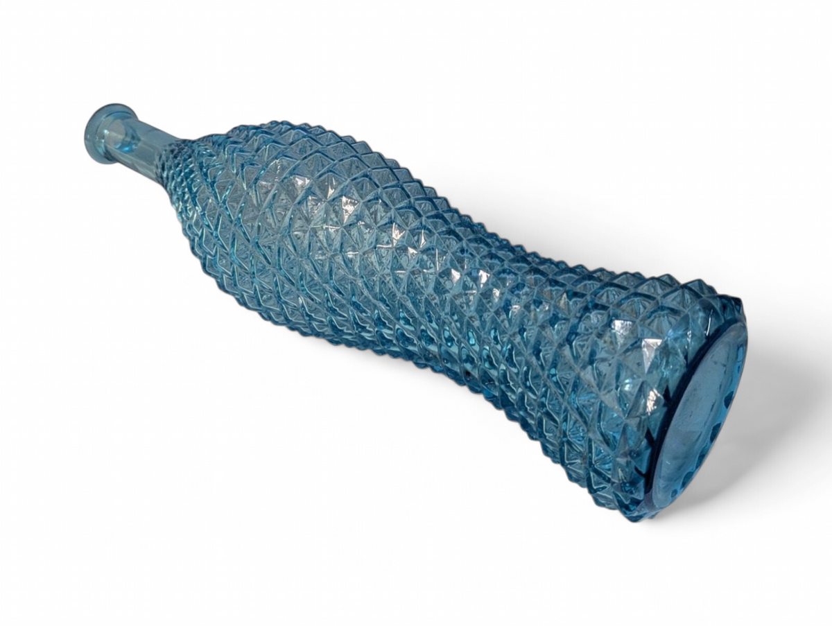 Vintage Mid Century Modern Empoli Rossini Blue Diamond Point Genie Bottle, 1960s - Image 2