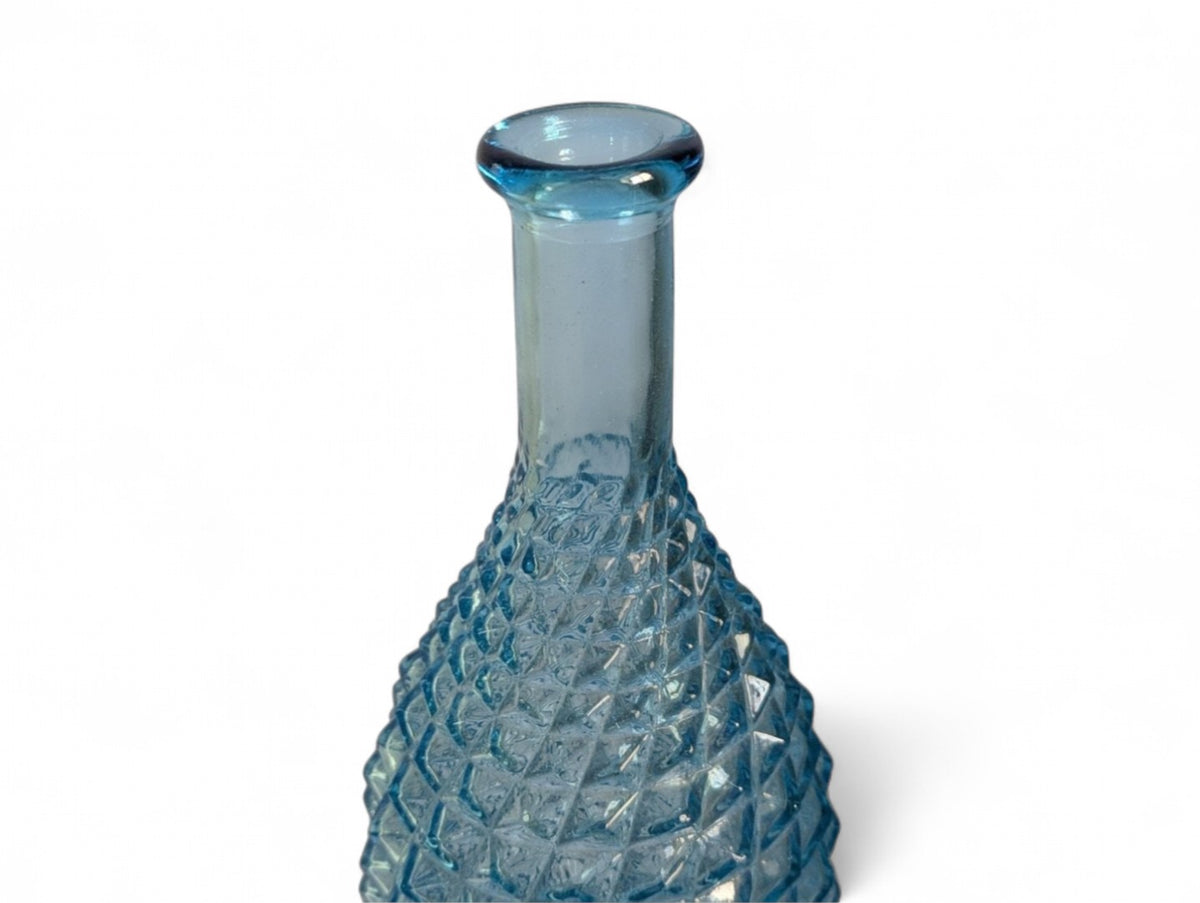 Vintage Mid Century Modern Empoli Rossini Blue Diamond Point Genie Bottle, 1960s - Image 3