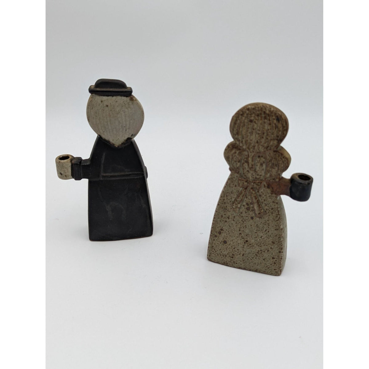 Vintage Pair of Pottery Candle Holder Figurines By Knobler Japan. Dutch / Danish Colonial Character Set — additional view 3
