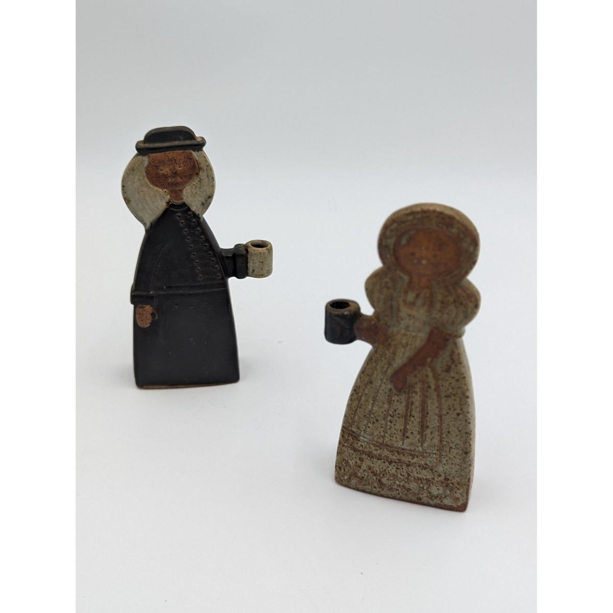 Vintage Pair of Pottery Candle Holder Figurines By Knobler Japan. Dutch / Danish Colonial Character Set — additional view 4