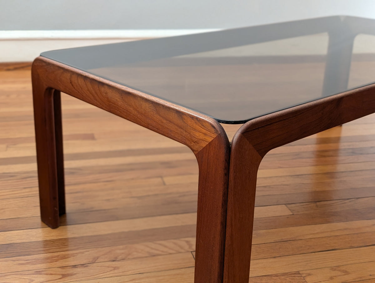 Vintage Scandinavian Teak Coffee Table with Smoked Glass Top – Mid-Century Modern Elegance — additional view 6