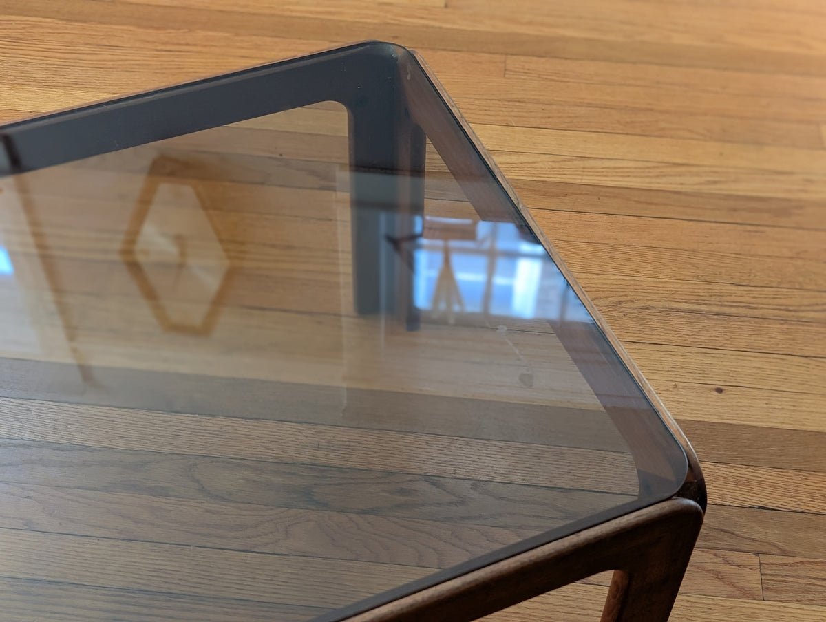 Vintage Scandinavian Teak Coffee Table with Smoked Glass Top – Mid-Century Modern Elegance — additional view 8