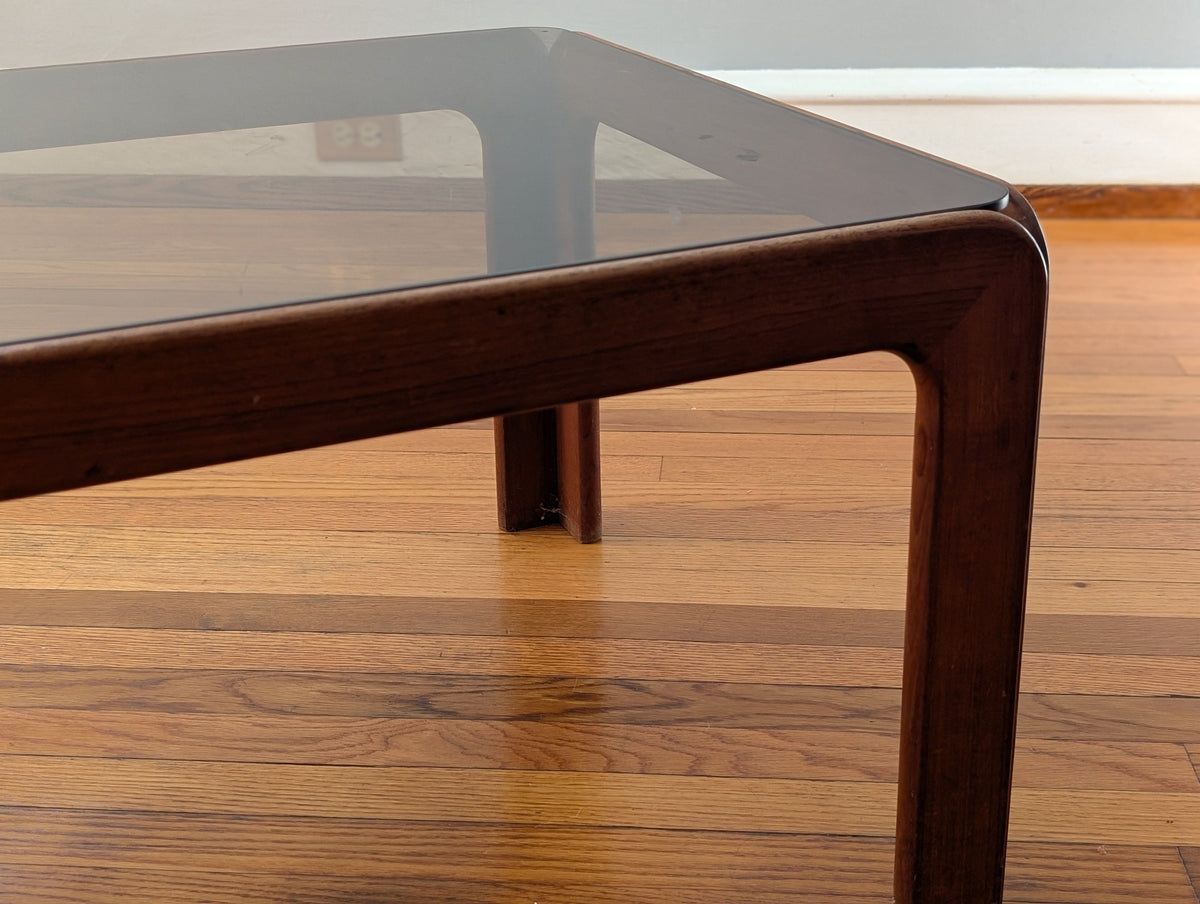 Vintage Scandinavian Teak Coffee Table with Smoked Glass Top – Mid-Century Modern Elegance — additional view 9