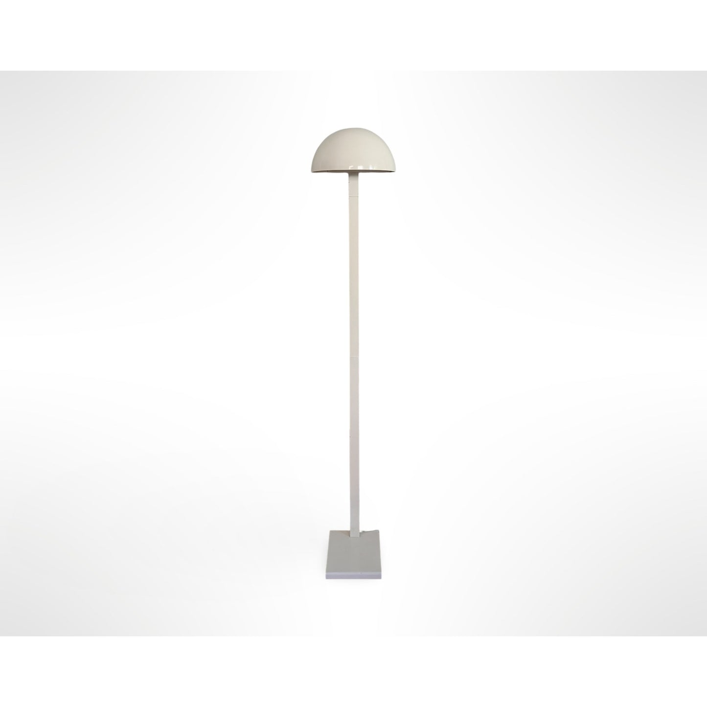 Vintage white mid century modern floor lamp with flush wall design and adjustable rotating dome shade