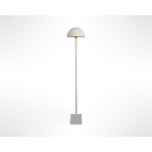 Vintage white mid century modern floor lamp with flush wall design and adjustable rotating dome shade