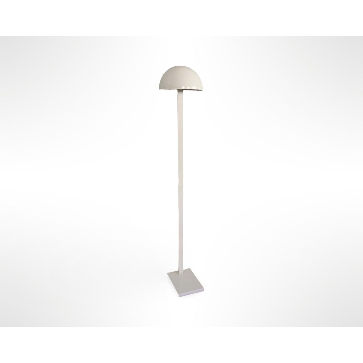 Vintage white mid century modern floor lamp with flush wall design and adjustable rotating dome shade