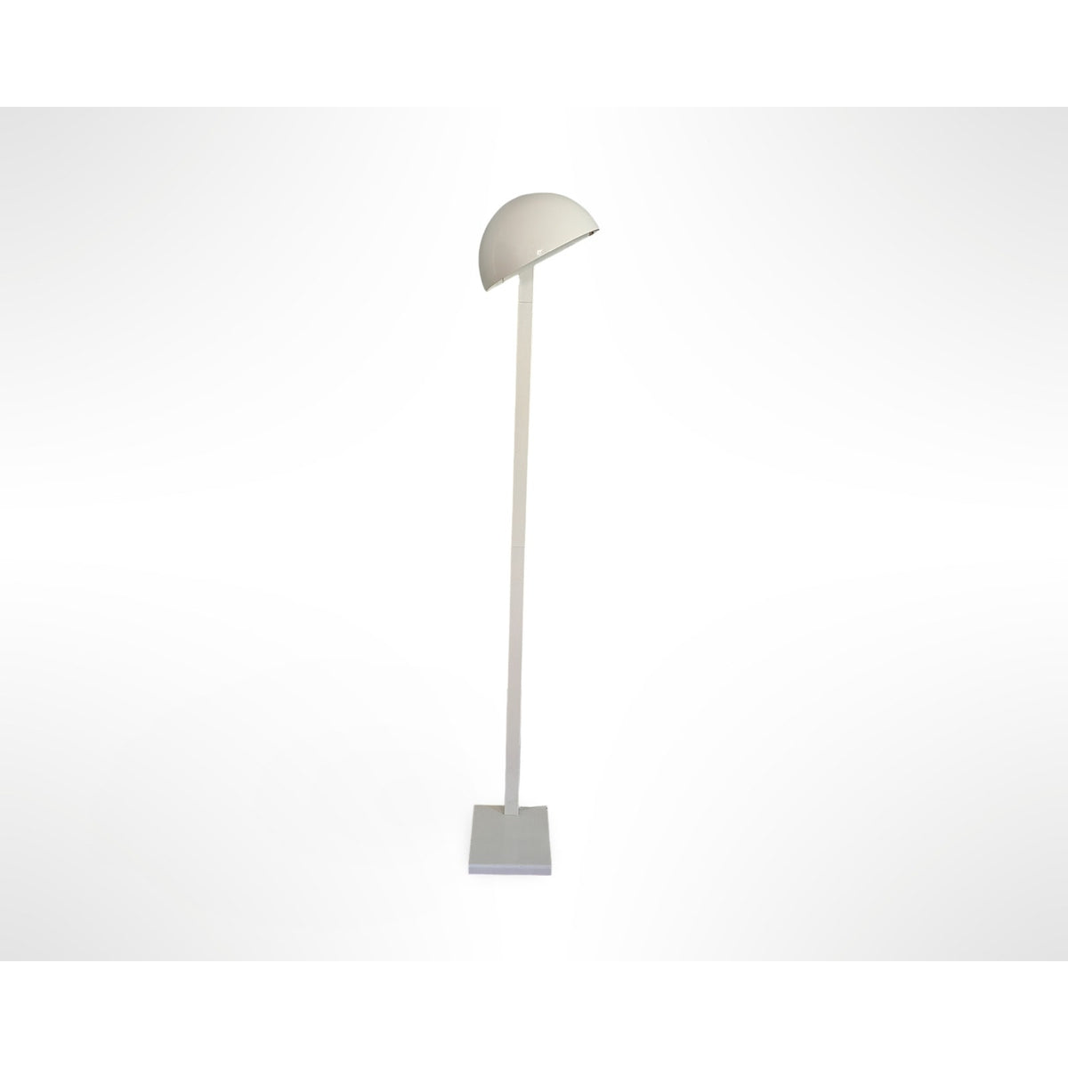 Vintage white mid century modern floor lamp with flush wall design and adjustable rotating dome shade