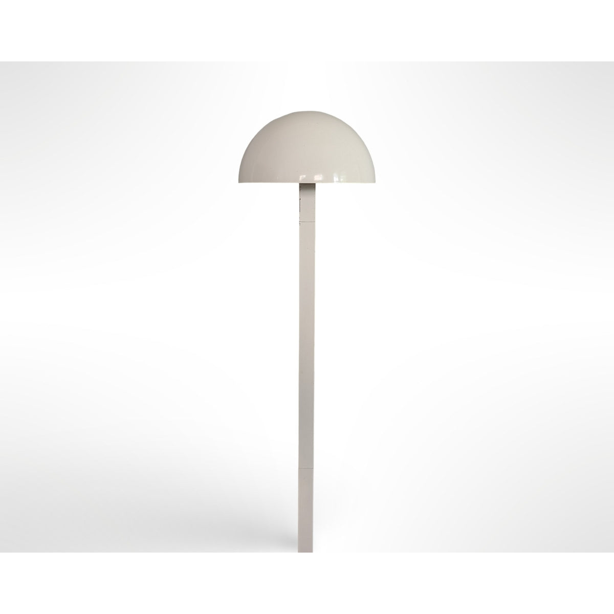 Vintage white mid century modern floor lamp with flush wall design and adjustable rotating dome shade
