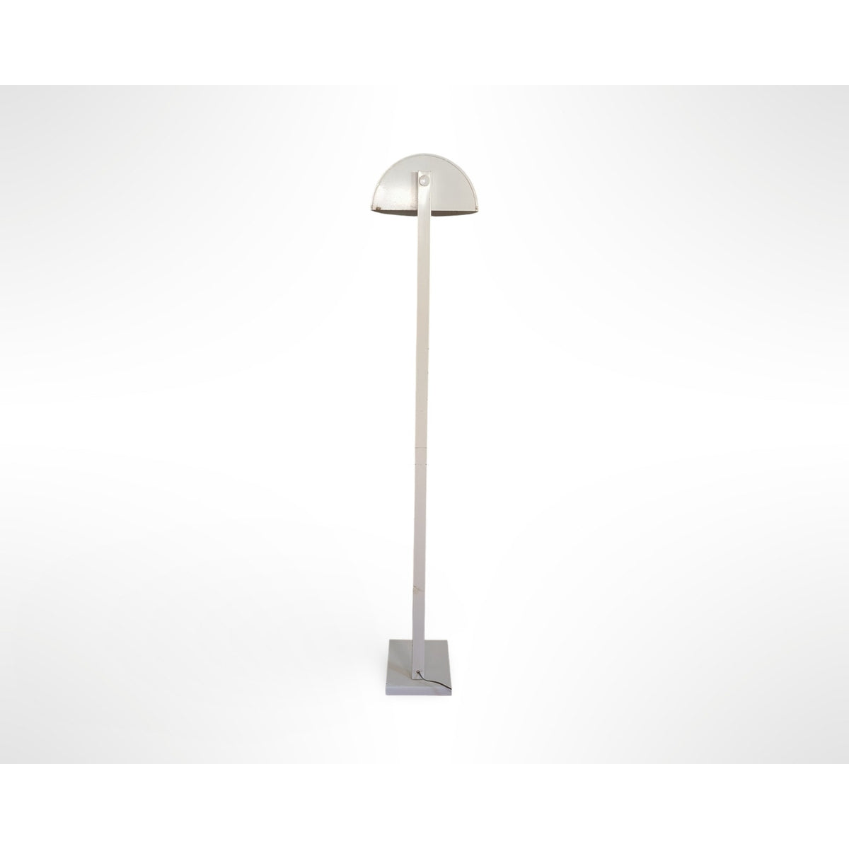  Vintage white mid century modern floor lamp with flush wall design and adjustable rotating dome shade