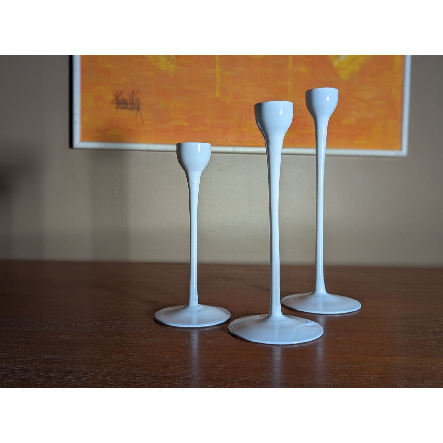 Set Of 3 Vintage (1999) Ikea Blomster Glass Candlesticks , Mid Century Modern Space Age Style