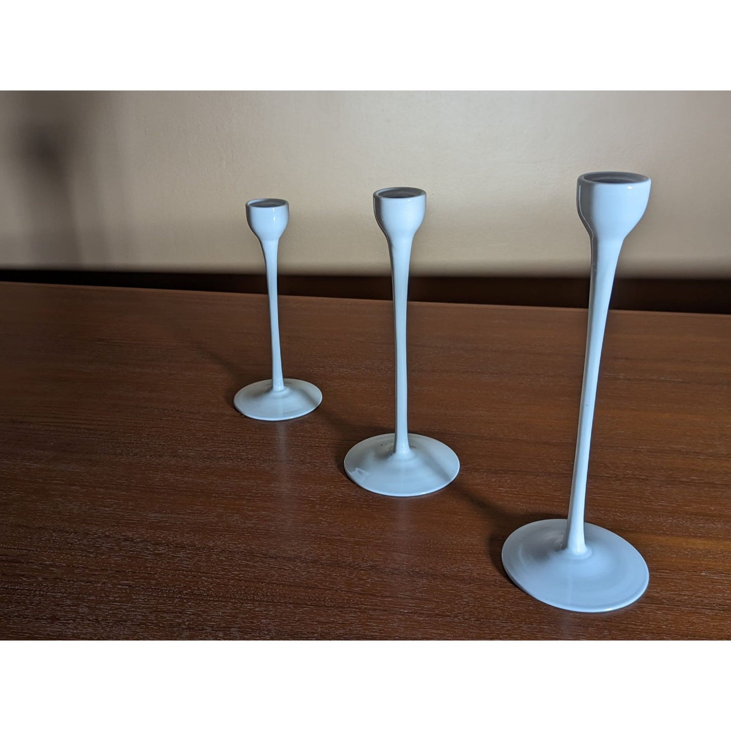 Set Of 3 Vintage (1999) Ikea Blomster Glass Candlesticks , Mid Century Modern Space Age Style